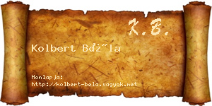 Kolbert Béla névjegykártya