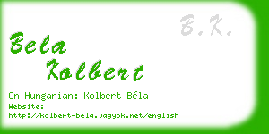 bela kolbert business card