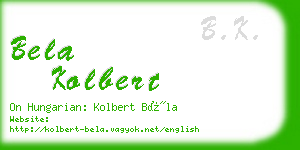bela kolbert business card